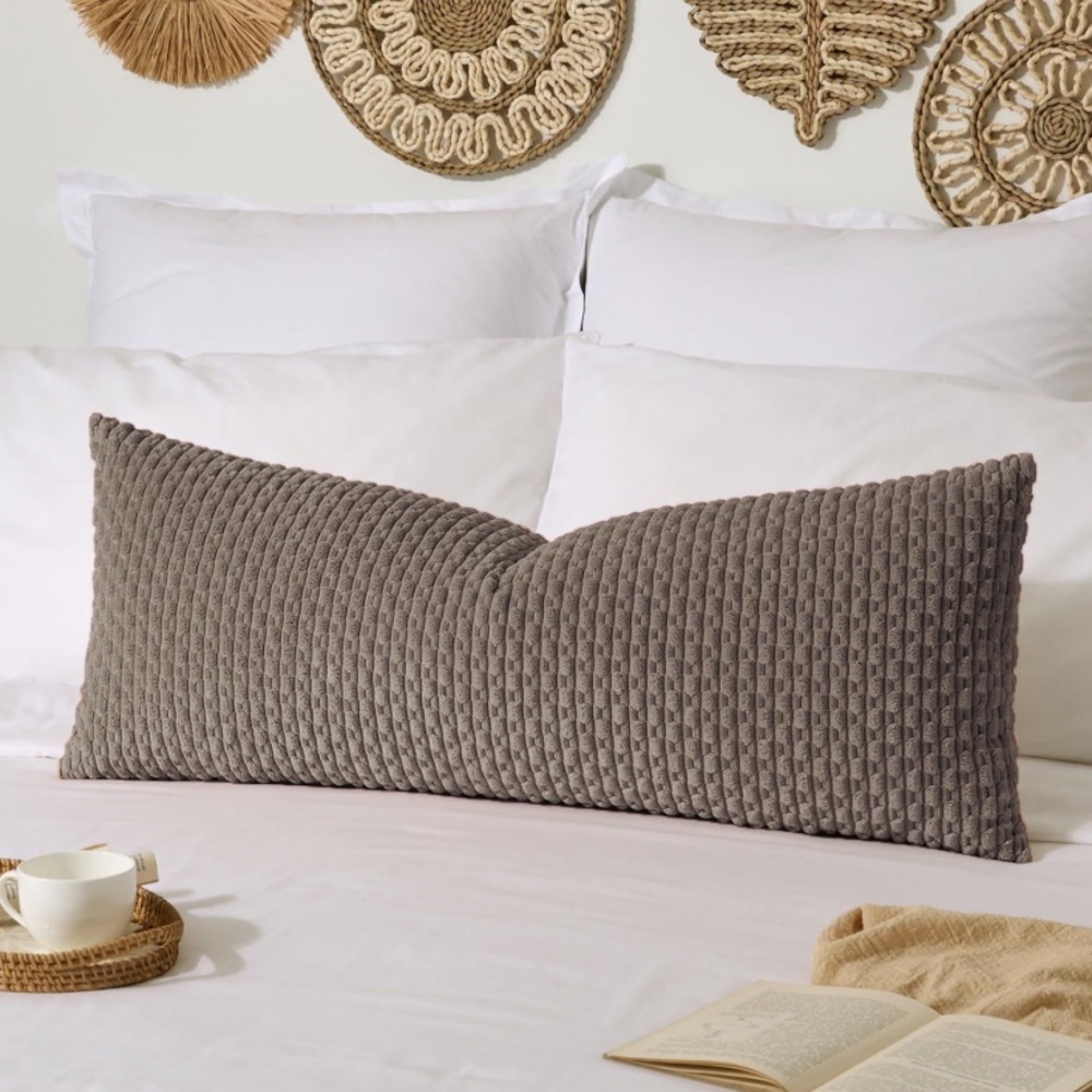 Boho Style Tan Textured Body Pillow Cover